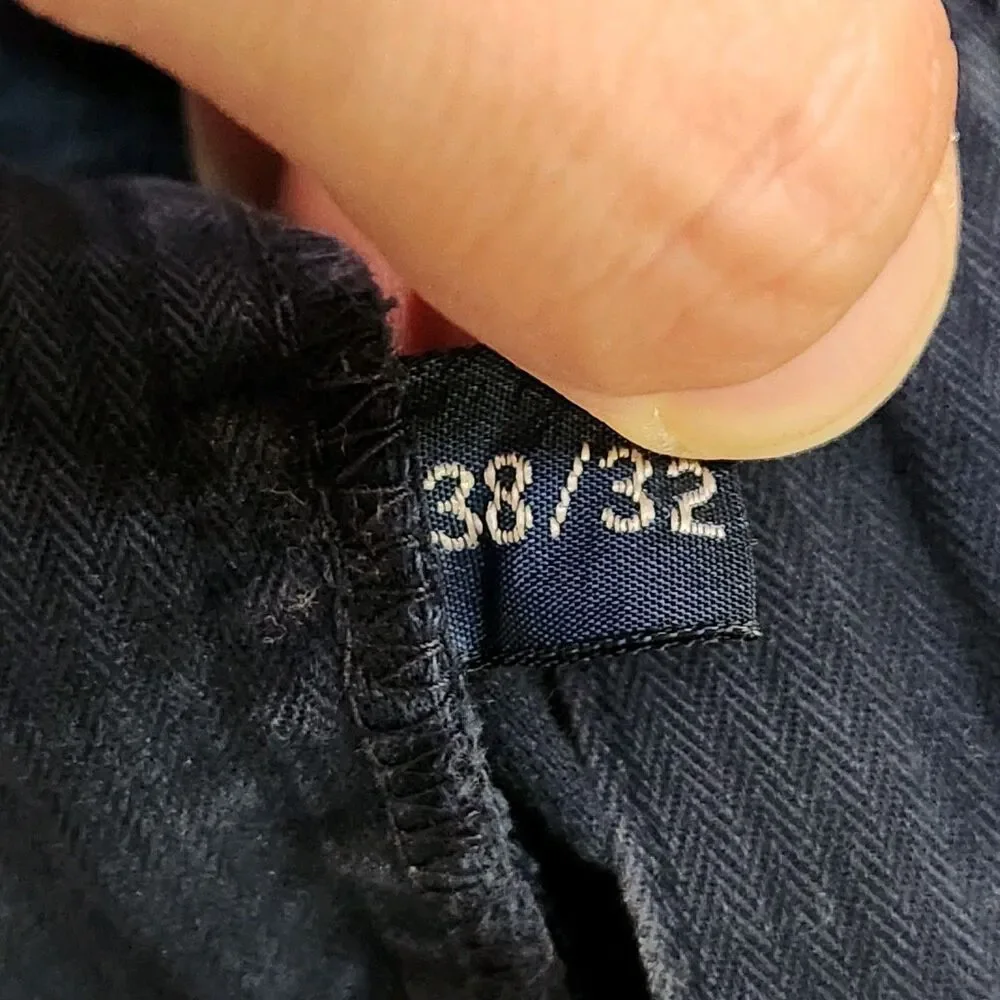 VTG Polo Ralph‎ Lauren Men's Herringbone Flat Front Chino Pants Blue Size 38x32